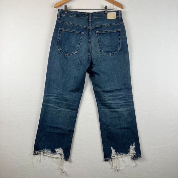 AG Jeans Womens 32‎ The Mari High Rise Straight Crop Distressed Denim Jeans 12 - Picture 6 of 11